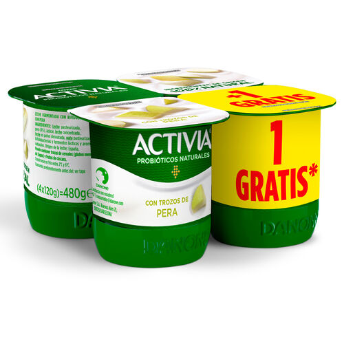 YOGUR CON PERA ACTIVIA 4x120g image number