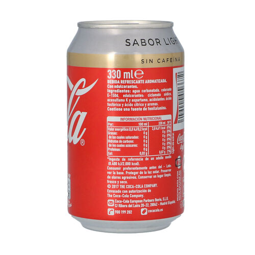 COCA COLA LIGHT SIN CAFEINA 33cl image number