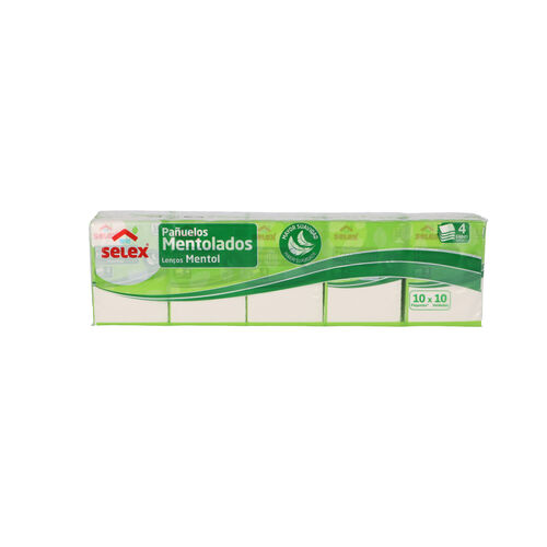 PAÑUELOS DE PAPEL MINI MENTOLADO SELEX PAQUETE 10uds image number