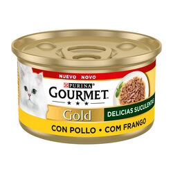 Comida h&uacute;meda para gato adulto DELICIAS suculentas con pollo GOURMET Gold 85g