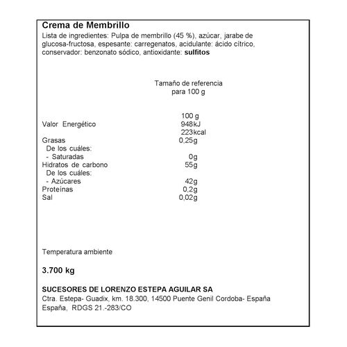 DULCE MEMBRILLO SAN LORENZO kg image number