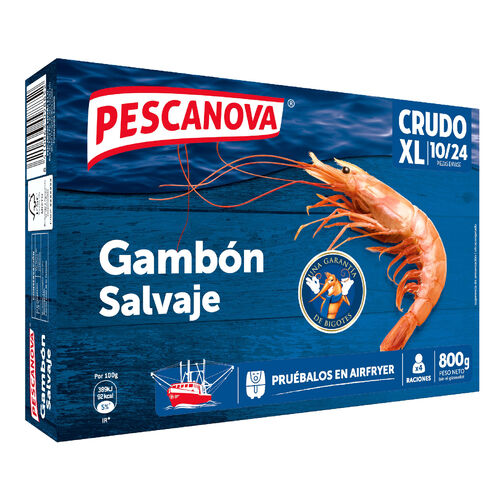 Gamb&oacute;n salvaje crudo congelado XL 10/24 PESCANOVA 800g image number