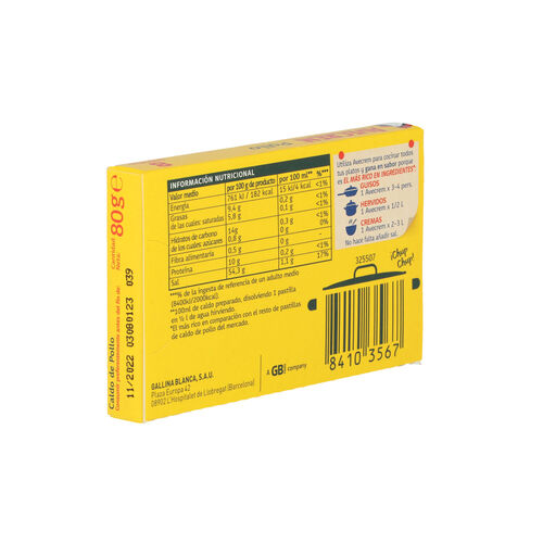 CALDO DE POLLO AVECREM 8 PASTILLAS 84g image number