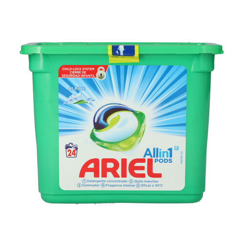 DETERGENTE CAPSULAS ARIEL PODS 3 EN 1 ALPES 19 LAVADOS image number