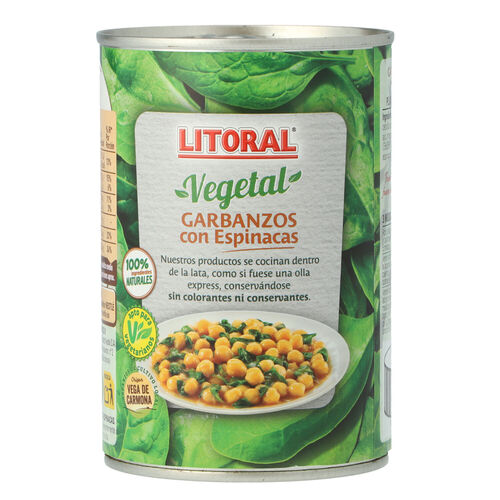 Garbanzos con espinacas LITORAL 425g image number