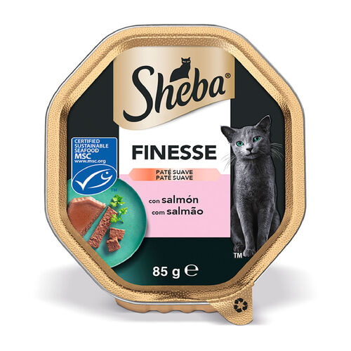 Comida h&uacute;meda para gato adulto Finesse con salm&oacute;n SHEBA 85g image number