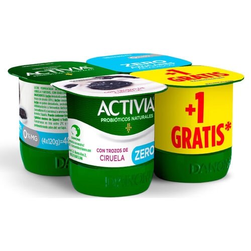 Yogur desnatado con ciruela ACTIVIA 4x120g image number