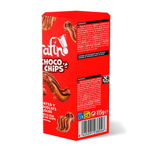 CHOCO CHIPS CRUJIENTES CON CHOCOLATE CON LECHE EXTRAFINO NESTLE 115g image number