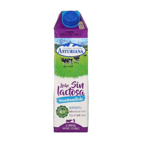 Leche sin lactosa semidesnatada Central Lechera ASTURIANA 1L image number