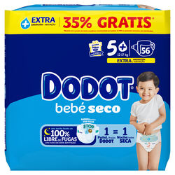PAÑAL BEBE SECO DODOT TALLA 5 56uds