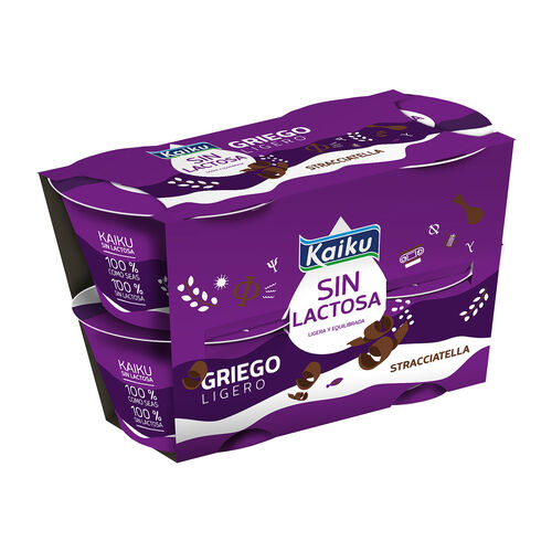 YOGUR GRIEGO SIN LACTOSA STRACCIATELLA KAIKU 4x90g image number