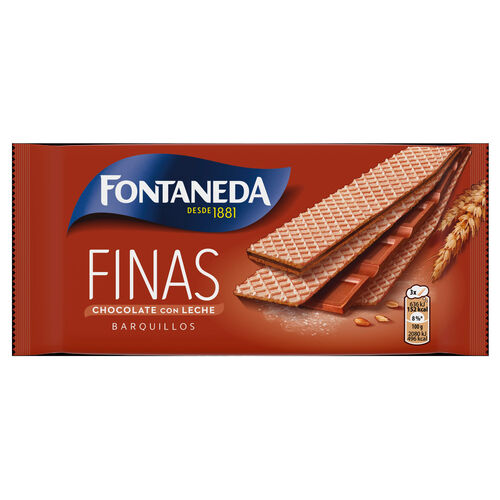 BARQUILLOS DE CHOCOLATE CON LECHE FINAS FONTANEDA 92g image number