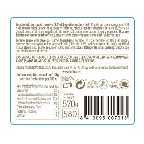 TOMATE FRITO HELIOS TARRO 570g image number