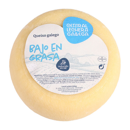 QUESO GALLEGO LIGHT REDUCIDO EN SAL CENTRAL LECHERA GALLEGA 600g image number
