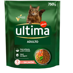 Comida seca para gato adulto con salm&oacute;n pienso ULTIMA 750g