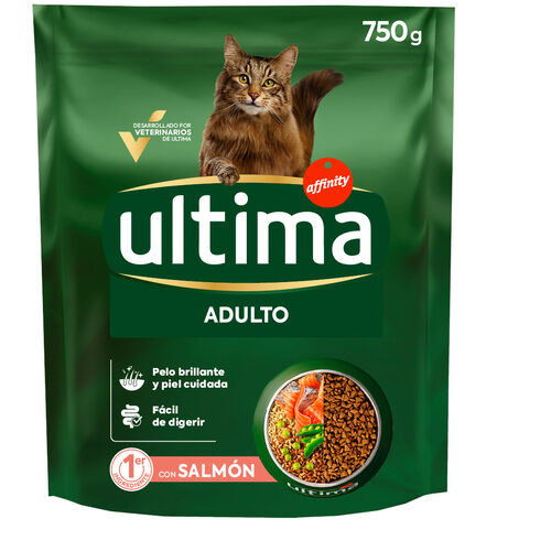 Comida seca para gato adulto con salm&oacute;n pienso ULTIMA 750g image number