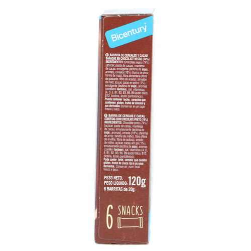 BARRITA DE CHOCOLATE NEGRO BICENTURY 6uds image number