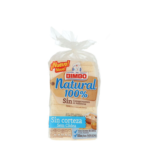 PAN DE MOLDE SIN CORTEZA 100% NATURAL BIMBO 450g image number