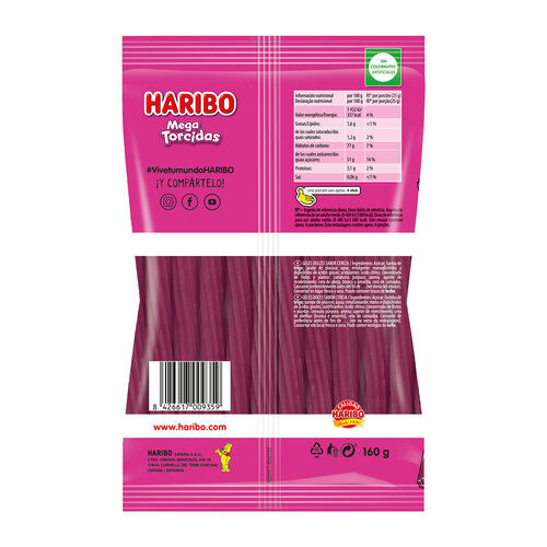 REGALIZ TORCIDA SABOR CEREZA HARIBO 160g image number