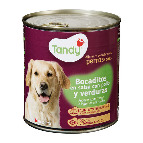 Comida h&uacute;meda para perro adulto bocaditos en salsa con pollo y verduras TANDY 720g image number