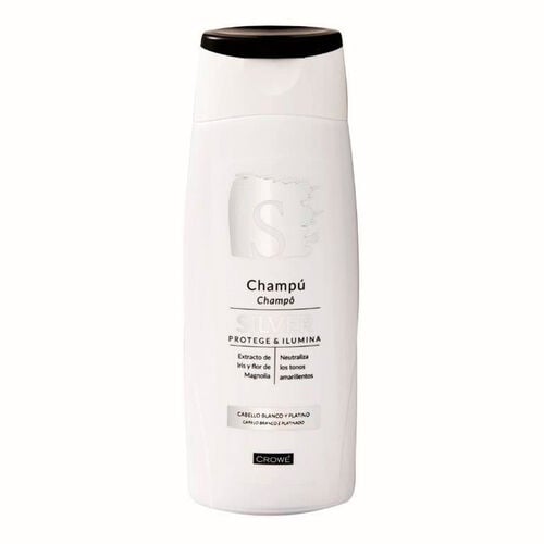 CHAMPU SILVER PARA CABELLO BLANCO Y PLATINO CON EXTRACTO DE IRIS Y FLOR DE MAGNOLIA CROWE 400ml image number