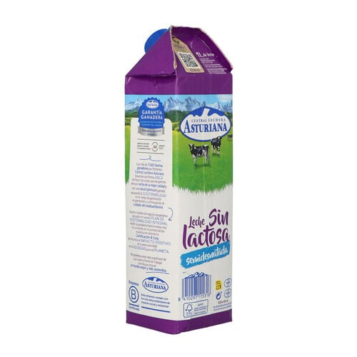 Leche sin lactosa semidesnatada Central Lechera ASTURIANA 1L image number