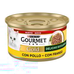 ALIMENTO HÚMEDO GATO GOLD DELICIAS SUCULENTAS CON POLLO GOURMET 85g