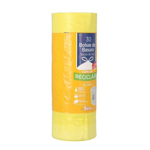 BOLSA DE BASURA AMARILLA AUTOCIERRE SELEX 30L 30uds image number