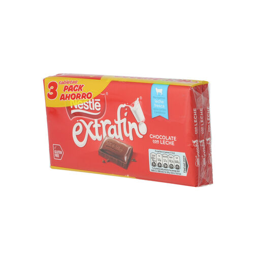 NESTLE EXTRAFINO TABLETA DE CHOCOLATE CON LECHE 3X125g image number