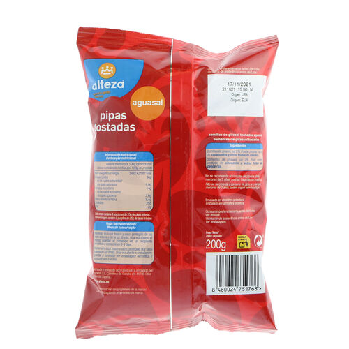 Pipas tostadas aguasal ALTEZA 200g image number