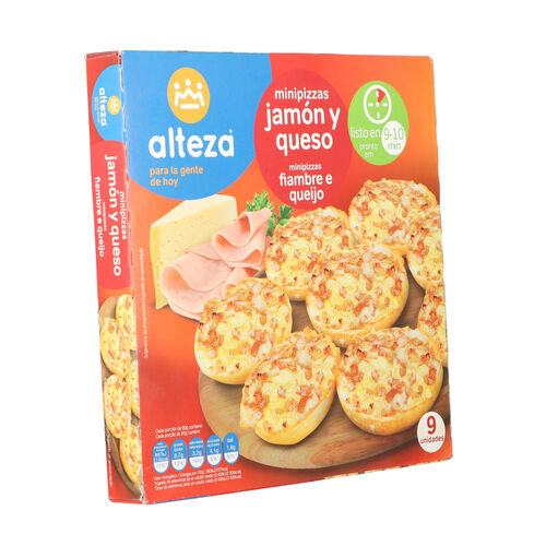 Mini pizza congelada de jam&oacute;n y queso ALTEZA 9uds 270g image number