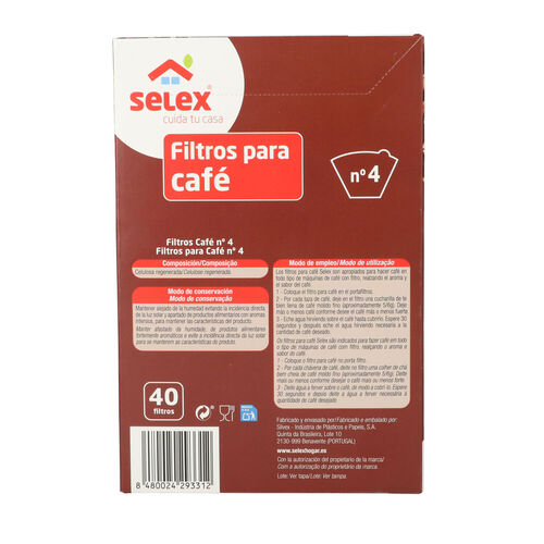 FILTRO CAFETERA SELEX NUMERO 4 PAQUETE 30uds image number