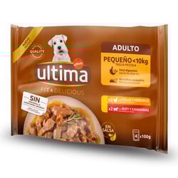 Alimento húmedo para perro mini adulto carne Fit&Delicious ULTIMA 4x100g
