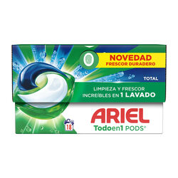 Detergente en c&aacute;psulas Todoen1 Frescor Duradero ARIEL 18 lavados