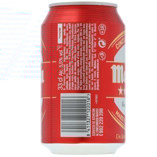 CERVEZA MAHOU 5 ESTRELLAS 33cl image number