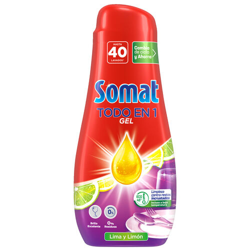 Lavavajillas gel SOMAT limon 40 lavados image number