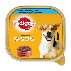 Comida h&uacute;meda para perro adulto pat&eacute; con cordero y pollo PEDIGREE 300g
