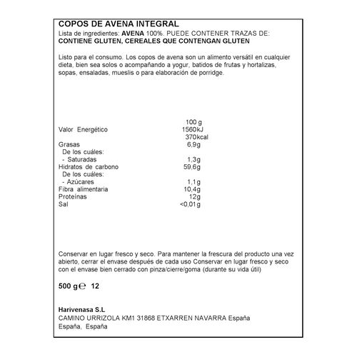COPOS AVENA INTEGRAL ALTEZA 500g G image number