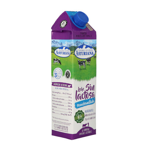 LECHE SIN LACTOSA SEMIDESNATADA CENTRAL LECHERA ASTURIANA 1L image number