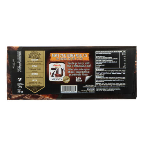 CHOCOLATE VALOR NEGRO 82% 170g image number