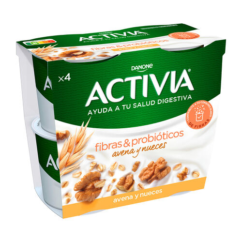 Leche fermentada con Fibra y probi&oacute;ticos avena y nueces ACTIVIA 4x120g image number