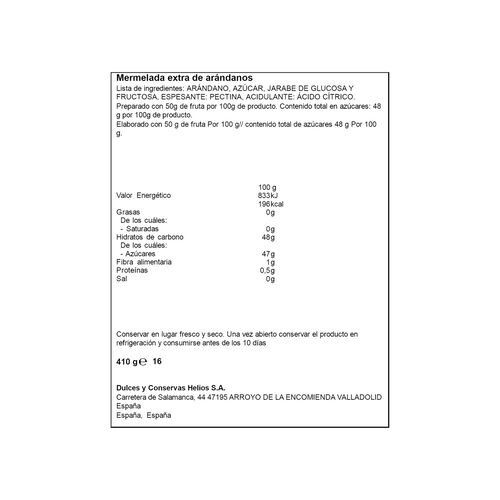 MERMELADA EXTRA DE ARANDANOS ALTEZA 350g image number