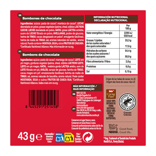 Surtido de bombones CAJA ROJA NESTL&Eacute; 43g image number