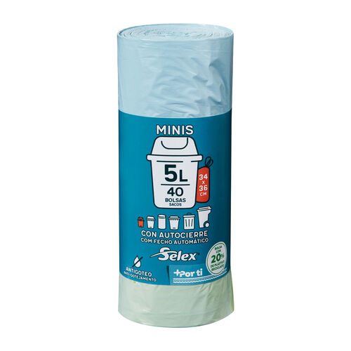 Bolsas de basura minis con autocierre 5L SELEX 40uds image number
