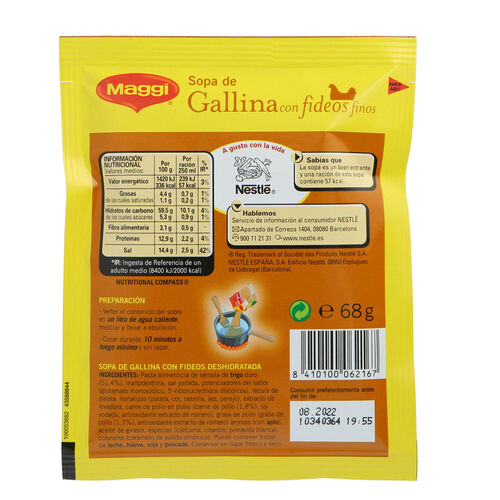 SOPA MAGGI GALLINA CON FIDEOS SOBRE image number
