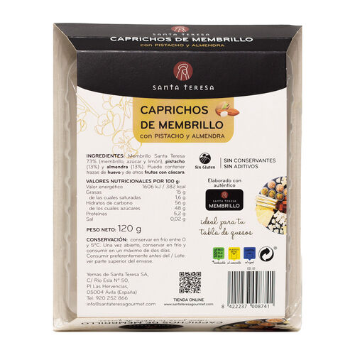 Caprichos de membrillo con pistacho y almendra SANTA TERESA 120g image number