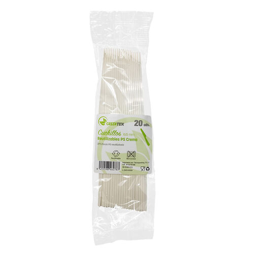 CUCHILLO REUTILIZABLE PS CREMA GREENTEK 20uds image number
