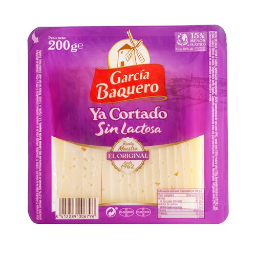 Queso sin lactosa cortado GARC&Iacute;A BAQUERO 200g image number
