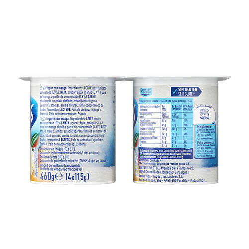 YOGUR ESTILO GRIEGO CON MANGO NESTLE YAOS 4X115g image number