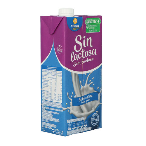 LECHE ENTERA SIN LACTOSA ENRIQUECIDA EN VITAMINAS A D E Y B9. UHT image number